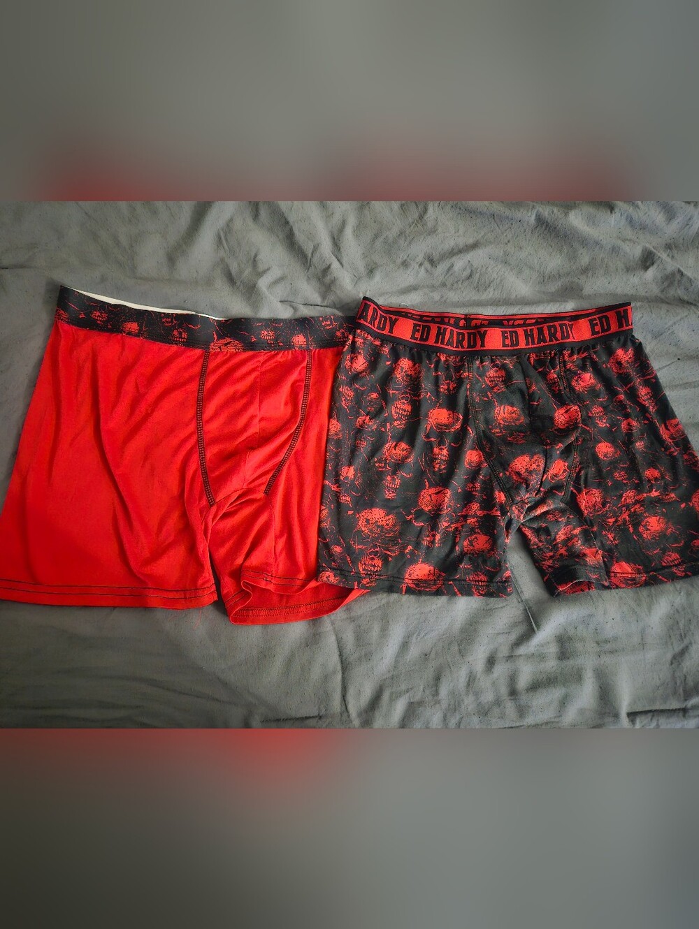Ed Hardy Red and Black Men's Boxer Briefs - Skull Graphic Duo